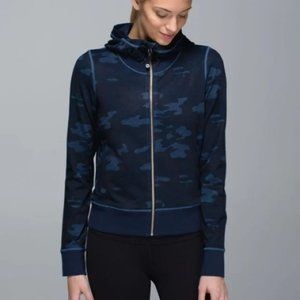 Lululemon Namaskar Hoodie Lotus Camo Oil Slick Blue / Inkwell Zip Up Size 8